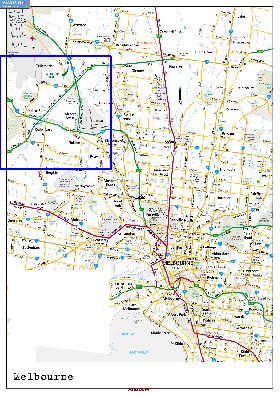 mapa de Melbourne em ingles