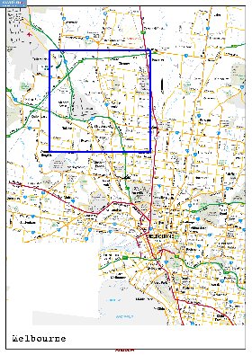 carte de Melbourne en anglais