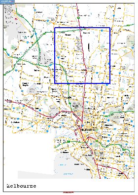 mapa de Melbourne em ingles