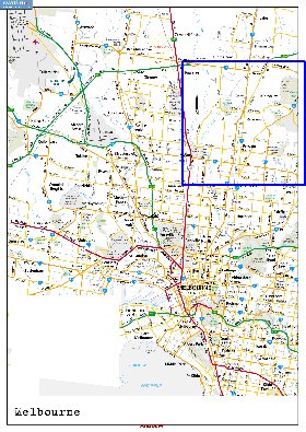 carte de Melbourne en anglais