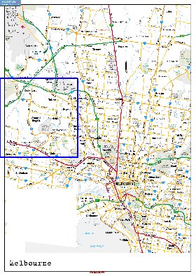 mapa de Melbourne em ingles