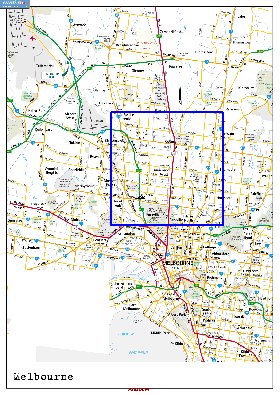 carte de Melbourne en anglais