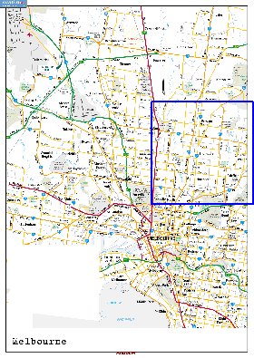 carte de Melbourne en anglais