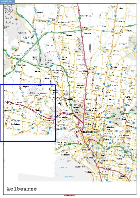 mapa de Melbourne em ingles