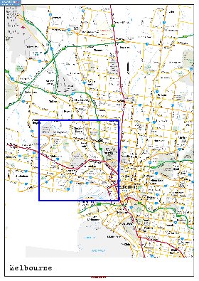 mapa de Melbourne em ingles