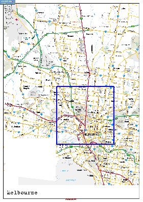 mapa de Melbourne em ingles