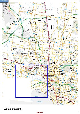 carte de Melbourne en anglais