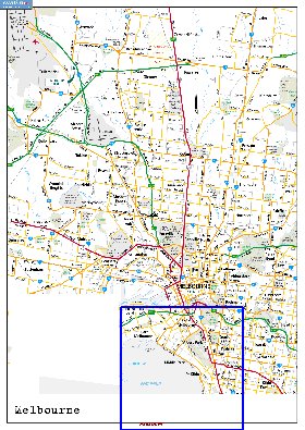 carte de Melbourne en anglais