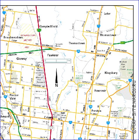 mapa de Melbourne em ingles