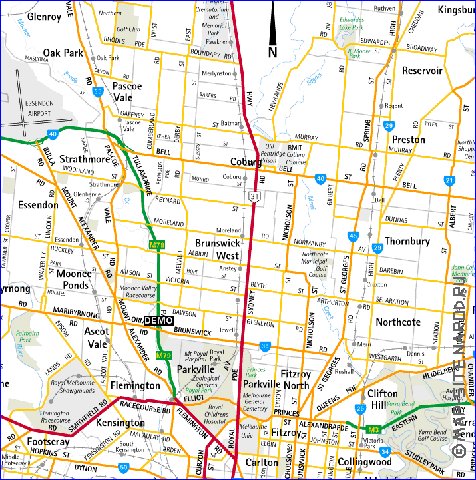 mapa de Melbourne em ingles