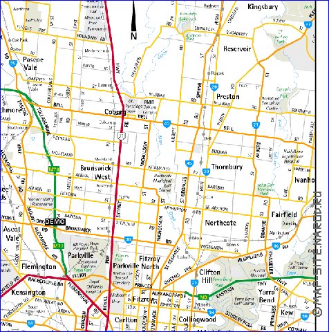 mapa de Melbourne em ingles