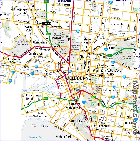 carte de Melbourne en anglais