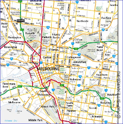 carte de Melbourne en anglais