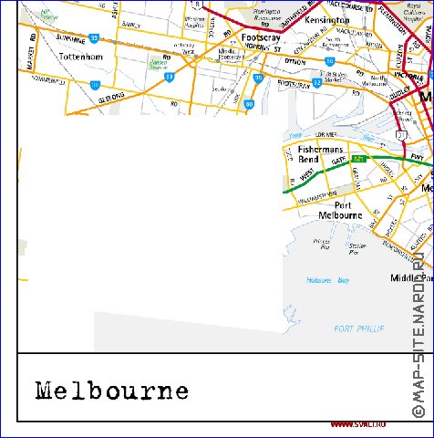 mapa de Melbourne em ingles