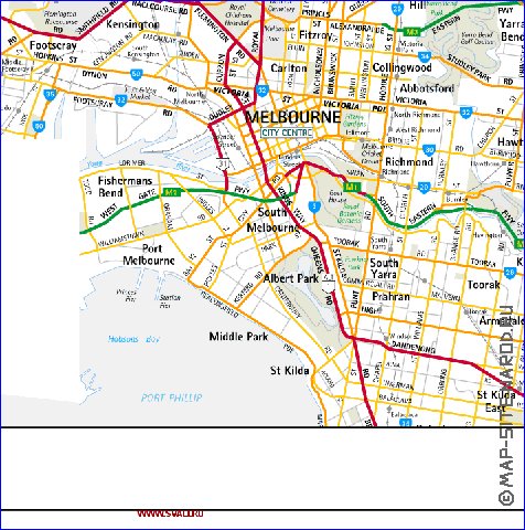 carte de Melbourne en anglais