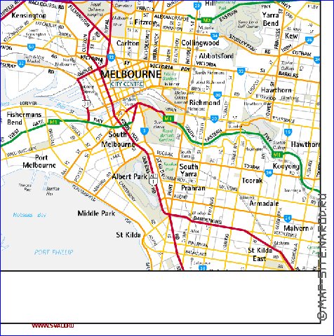 carte de Melbourne en anglais