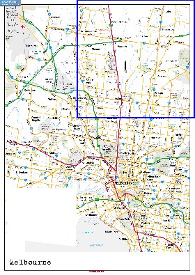 mapa de Melbourne em ingles