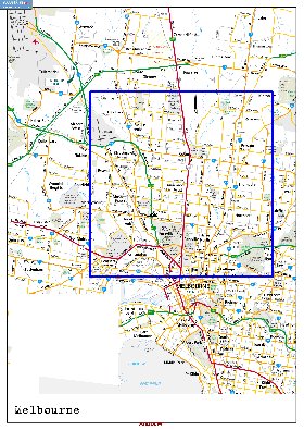 mapa de Melbourne em ingles