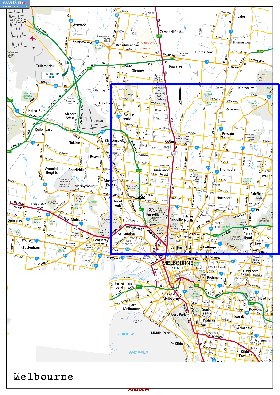 mapa de Melbourne em ingles