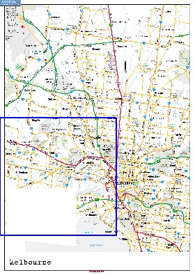 carte de Melbourne en anglais