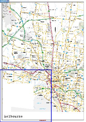 mapa de Melbourne em ingles