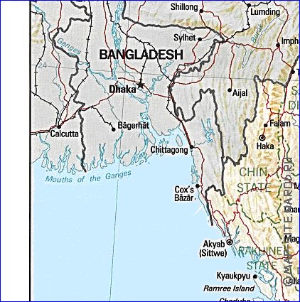 Administrativa mapa de Myanmar em ingles