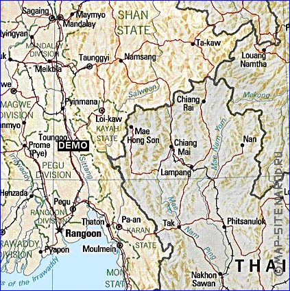 Administratives carte de Myanmar en anglais