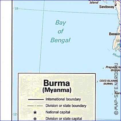 Administratives carte de Myanmar en anglais