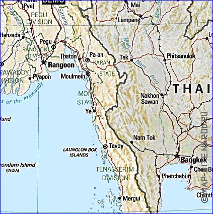 Administratives carte de Myanmar en anglais