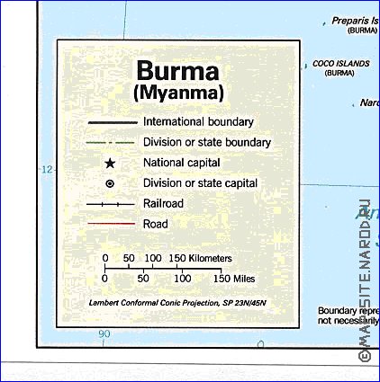 Administratives carte de Myanmar en anglais