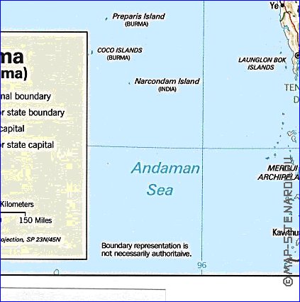 Administratives carte de Myanmar en anglais