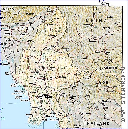 Administratives carte de Myanmar en anglais