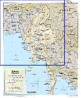 Administratives carte de Myanmar en anglais