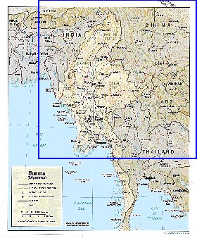 Administratives carte de Myanmar en anglais