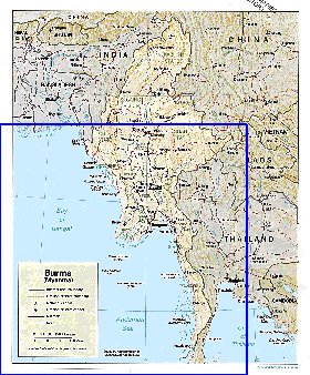 Administratives carte de Myanmar en anglais