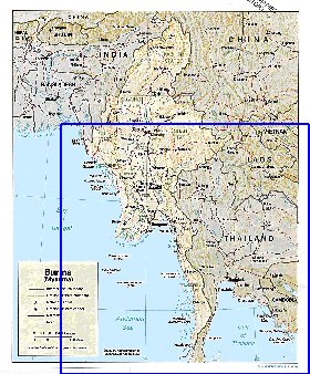 Administratives carte de Myanmar en anglais