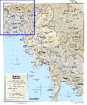 Administratives carte de Myanmar en anglais