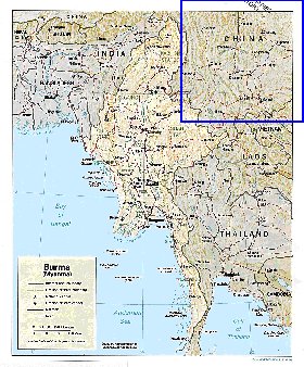 Administratives carte de Myanmar en anglais