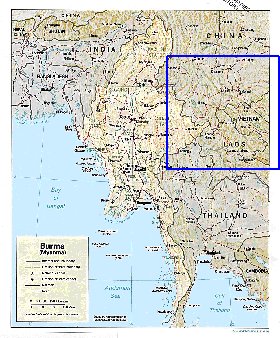 Administratives carte de Myanmar en anglais