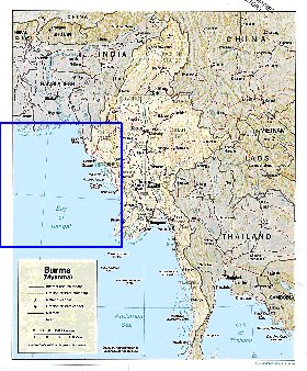 Administratives carte de Myanmar en anglais