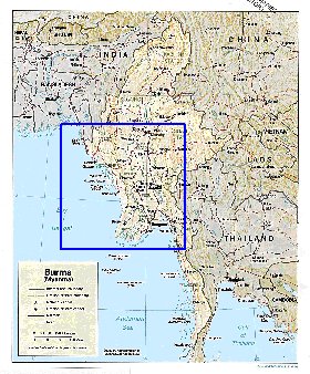 Administratives carte de Myanmar en anglais