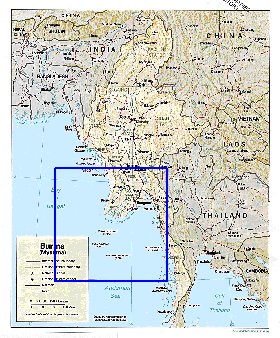 Administratives carte de Myanmar en anglais