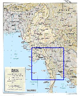 Administratives carte de Myanmar en anglais