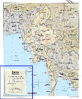 Administratives carte de Myanmar en anglais