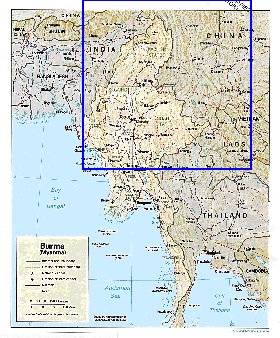 Administratives carte de Myanmar en anglais