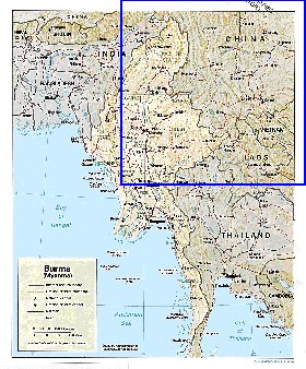 Administratives carte de Myanmar en anglais