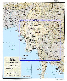 Administratives carte de Myanmar en anglais