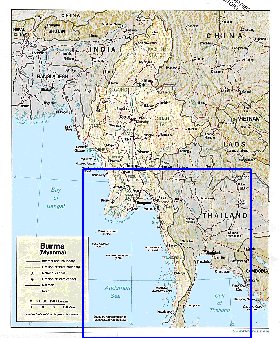 Administratives carte de Myanmar en anglais