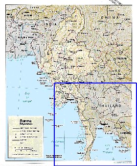 Administratives carte de Myanmar en anglais