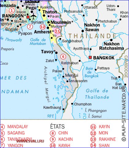 Administratives carte de Myanmar